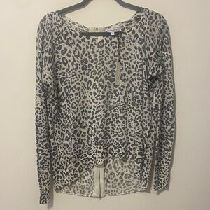 Olivaceous Gray Leopard Print Long Sleeve Top - NWT